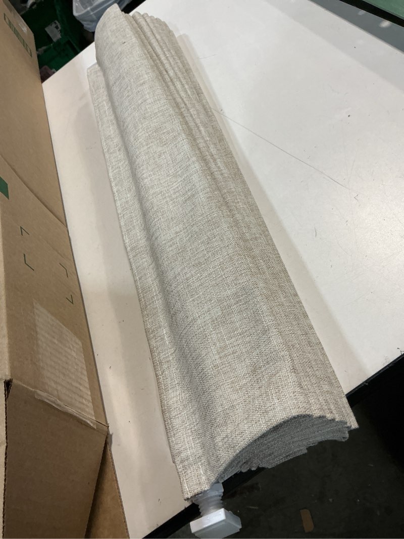 Condition photo showing As Is for ((Similar ))Artdix Custom Roman Shades, Sandy Brown Washable Fabric Blackout Cordless Roman Shades for Windows, Doors, Kitchen Windows, Easy to Install