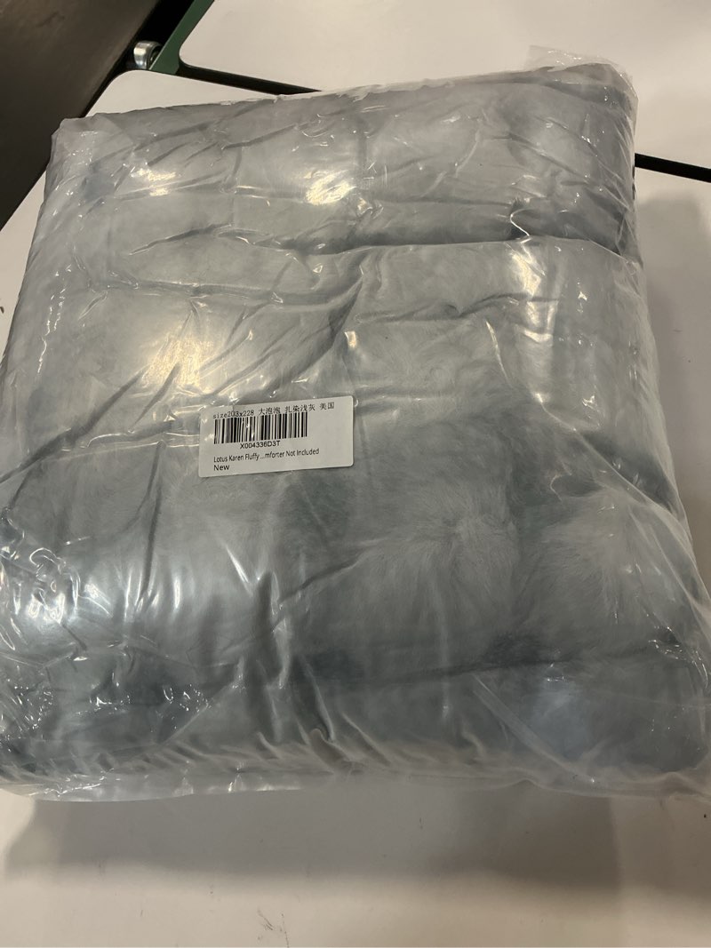 Condition photo showing Good Condition for Lotus Karen Fluffy Comforter Cover Set-Rabbit Fluff Faux Fur Duvet Cover Full Size,Tie-Dye Gray White Plush Fuzzy Furry Bedding Sets 3Pieces(1 Duvet Cover & 2 Pillow Shams),Zipper Closure Tie-dye Gray Full