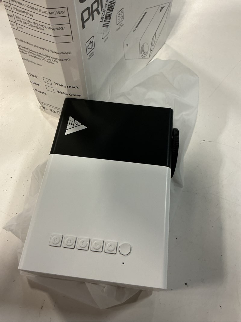 Condition photo showing Good Condition for mini projector with wifi portable projectors support 1080p 200" mini hd movie projector, outdoor projectors compatible with phone/ tablet/ laptop/ tv stick/ hdmi/ usb - black white