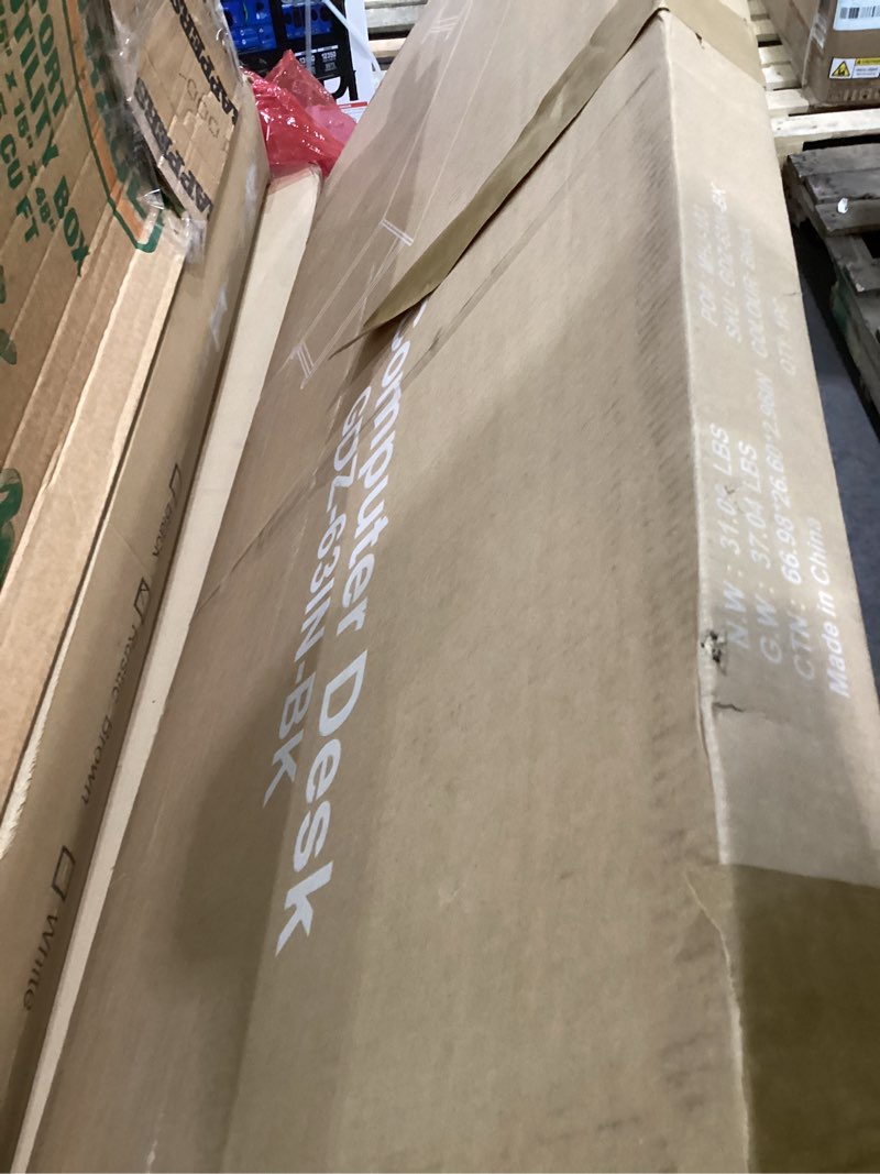 Condition photo showing New/Like New for OLIXIS Computer Office Desk, 63 Inch Writing Work Study PC Wood Modern Desk with Storage Bag & Headphone Hook Simple Bedroom for 2 Person Kids Student Table, Black Black 63 inch