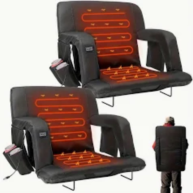 Sportneer Heated Stadium Seats with Back Support: 6 Adjustable Angles Extra Wide Bleacher Seat with 1 piece 
