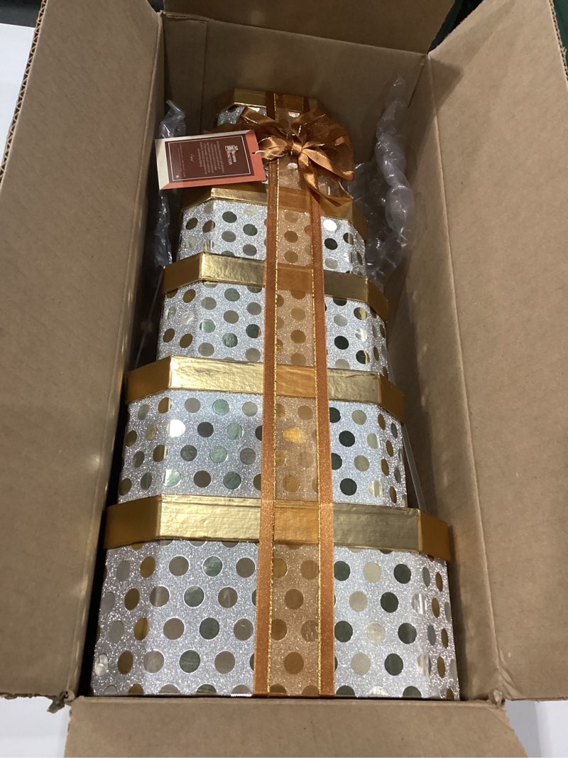 Condition photo showing Good Condition for EXPIRATION UNKNOWN  Broadway Basketeers Thank You Gift Tower – Gourmet Chocolate Cookies & Sweets Snack Tower – Thank You Gift Box for Clients, Teachers, Friends & Colleagues, Holiday, Thanksgiving – Kosher Snack Set