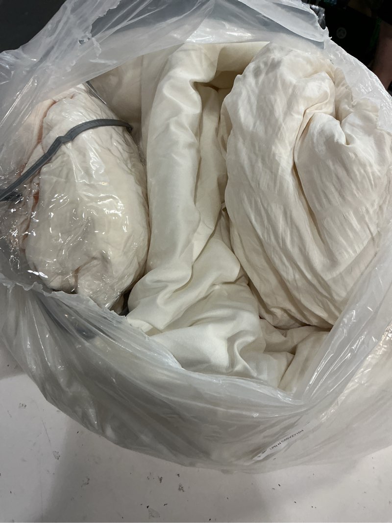 Condition photo showing As Is for cozylux king size comforter set ivory seersucker 7 pieces bed in a bag king comforter set with sheets, luxury soft bedding sets with down alternative comforter, sheets, pillowcases & shams all seasons ivory king