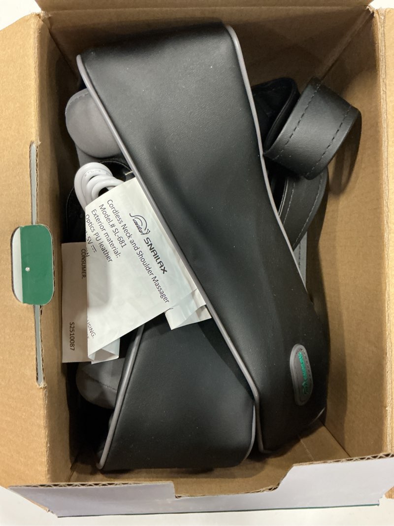 Condition photo showing Good Condition for cordless 4d shiatsu neck & shoulder massager with heat, home office travel | wearable hands-free design, type-c rechargeable, 2 heat levels, 2 intensities, up to 100-min battery life, 2.6 lb lightweight dark black