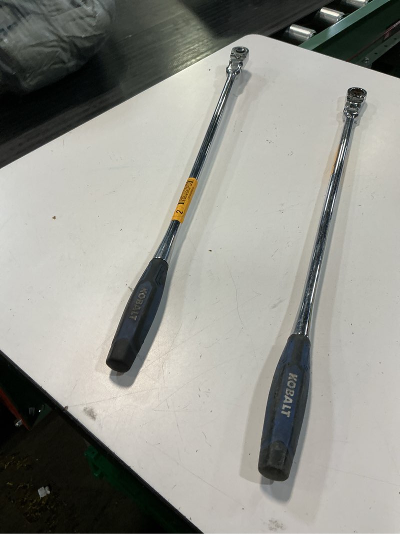 Condition photo showing As Is for kobalt 72 -tooth 1/2-in drive comfort grip handle flexible head ratchet