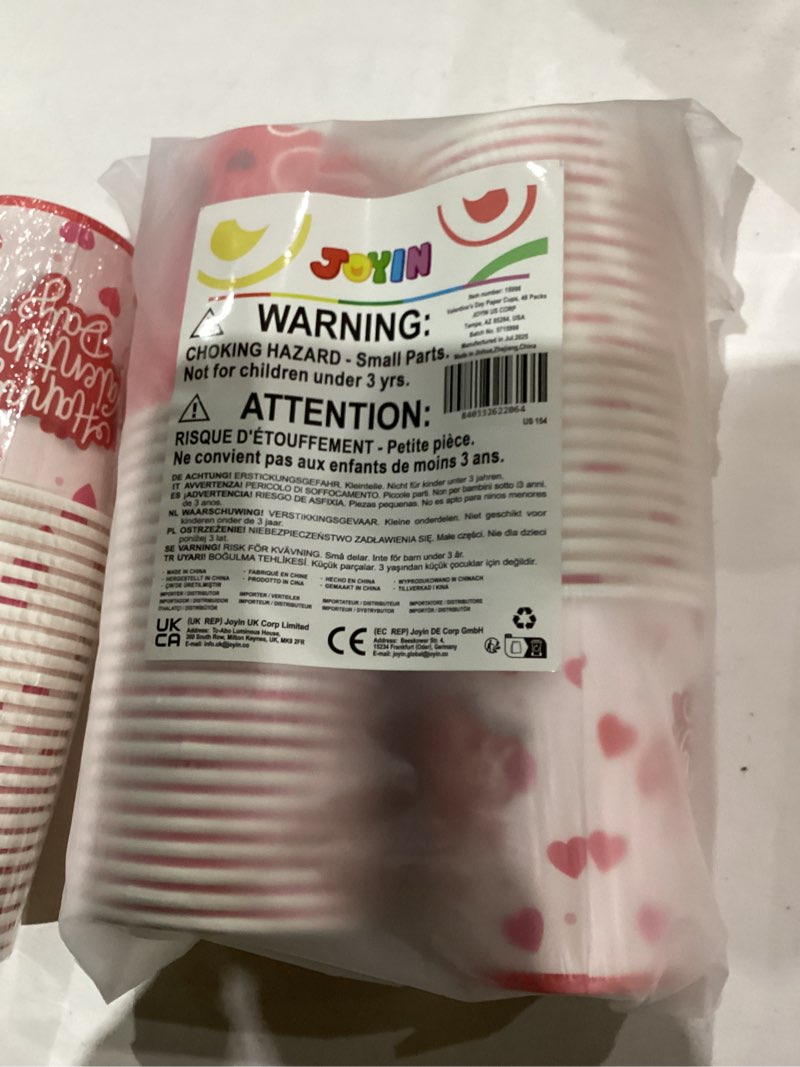 Condition photo showing New/Like New for JOYIN 48 Pcs Valentine's Day Disposable Cups, Paper Cocoa Cups with Pink Red Heart Design,Valentine Party Drinkware Supplies for CoffeeTea Beverage for Valentine's Birthdays Wedding Parties(9 oz)
