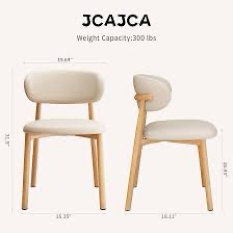 JCAJCA Kitchen Dining Chairs Set of 2 Modern Upholstered Leather Dining Room Chair with Metal Legs, 