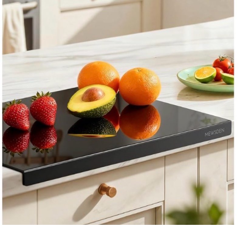 black cutting boards for kitchen, acrylic cutting board with counter lip countertop protector, non-s