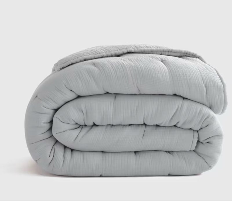 quince organic cotton gauze dream quilt, king/cal king, mist