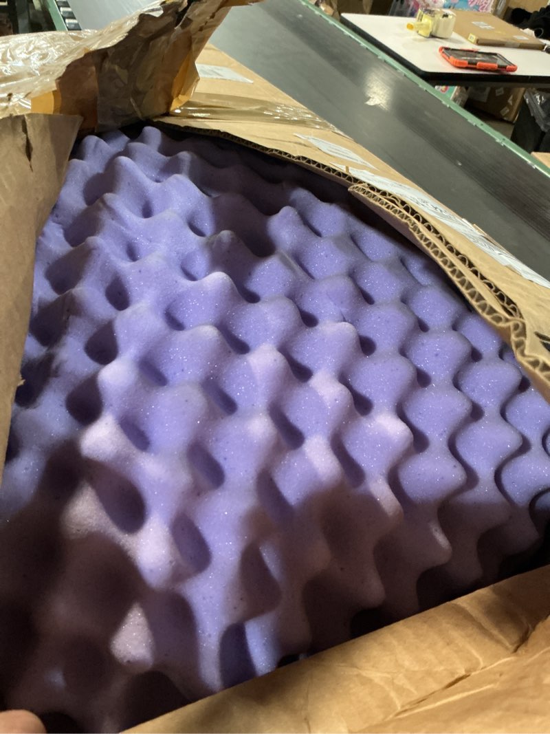 Condition photo showing As Is for Best Price Mattress 3 Inch Egg Crate Memory Foam Mattress Topper with Soothing Lavender Infusion, CertiPUR-US Certified, Dorm Essentials, King King 3 Inch Egg Crate