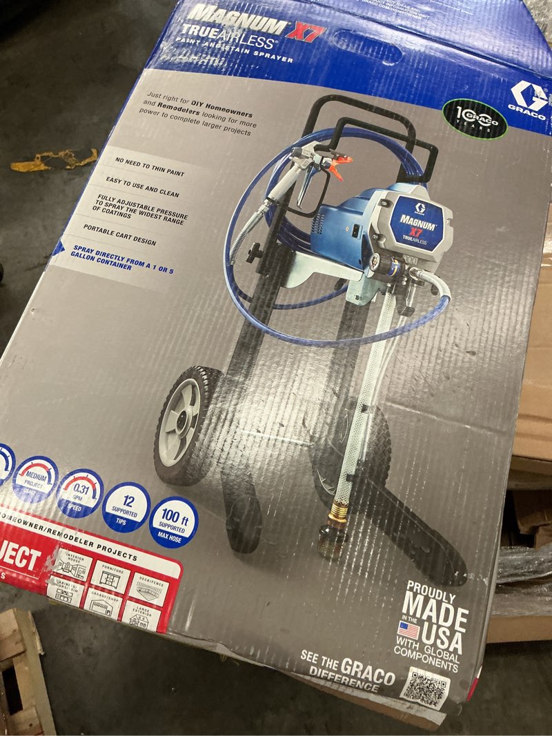 Condition photo showing As Is for graco magnum x7 cart airless paint sprayer