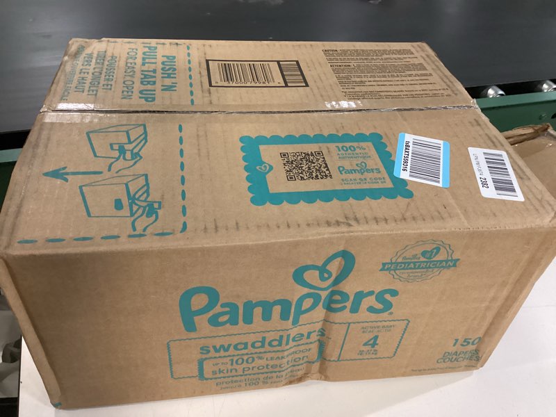 Condition photo showing New/Like New for Pampers Swaddlers Diapers, Size 4 (15-34 lbs), 150 Count, Absorbent, Keeps Baby Dry and Comfortable, Skin Safe Disposable Baby Diaper (Packaging May Vary) Size 4 150