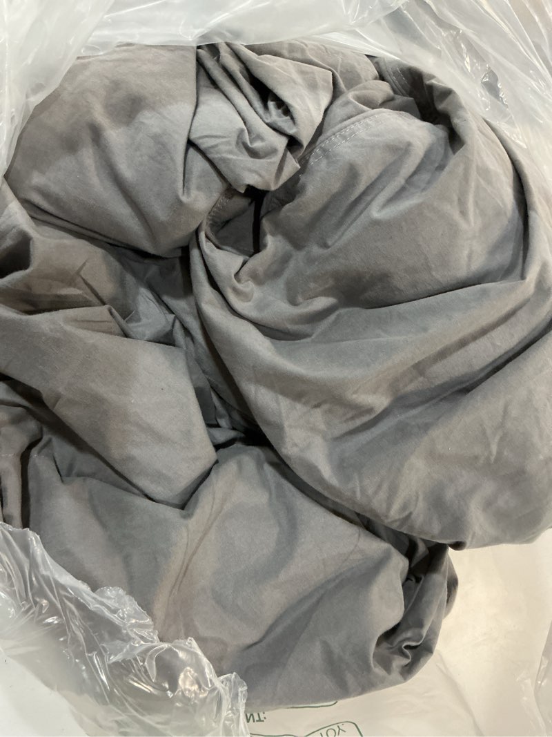 Condition photo showing As Is for topllen down feather comforter queen size, all season duvet insert, 100% cotton shell, soft and breathable bedding with 8 corner tabs (90 x 90, grey) grey queen/ all season