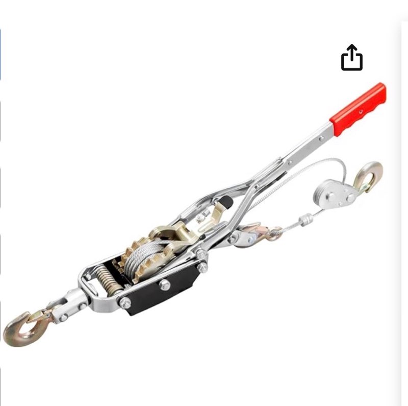 BIG RED T32054 Torin Come Along Winch, 4 Ton (8,000 lbs) Pulling Capacity, 12ft Steel Cable,3 Hooks,