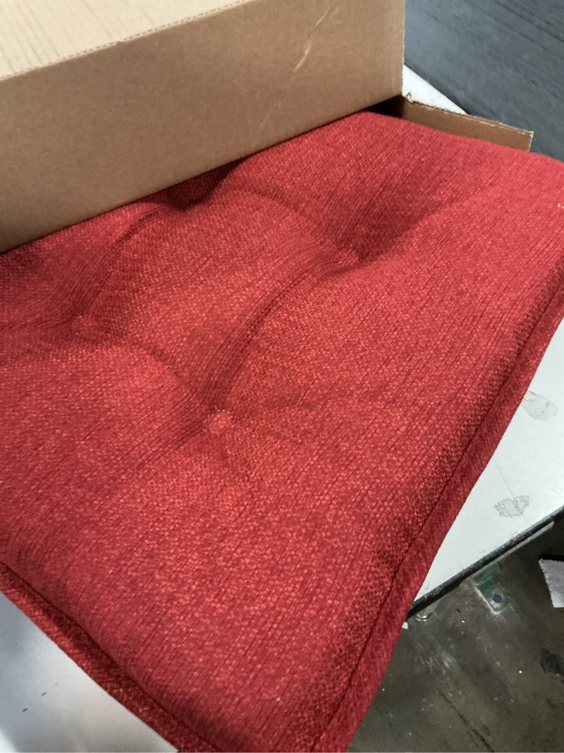Condition photo showing As Is for Klear Vu Omega Non-Slip Chair Cushions, Assembled in USA, U-Shaped Skid-Proof Seat Pads for Dining Room, Kitchen, Office, 15"x16", 2 Pack, Solid Flame Red 2 Count Solid Flame Red 2 Pack