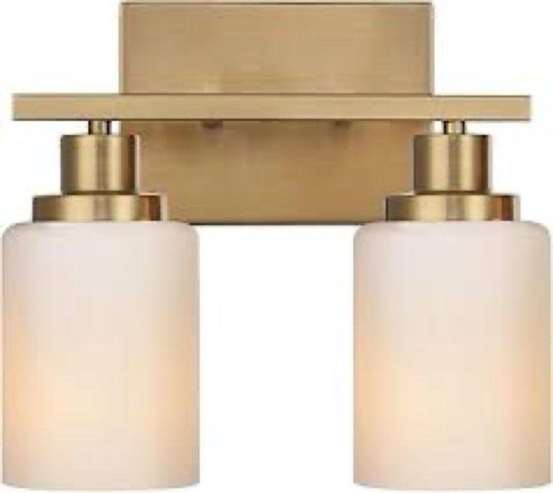 melucee bathroom light fixtures brushed brass, 2-light bathroom vanity light with milky white glass 