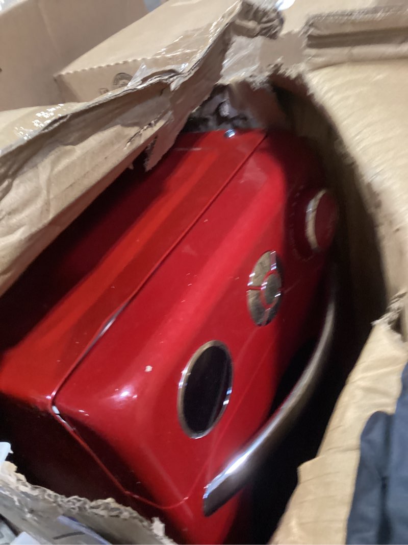 Condition photo showing As Is for galanz glcmka07rdr-07 microwave oven, led lighting, pull handle design, child lock,retro red, 0.7 cu.ft red .7 cu ft classic microwave oven