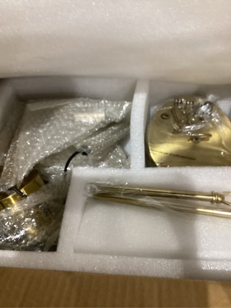 Condition photo showing As Is for 23.6" Modern Drum Chandelier White and Gold Pendant Light Fixture Round Velvet Fabric Shade Drum Pendant Light 6 Lights Semi Flush Mount Hanging Ceiling Chandelier for Dining Room Bedroom 23.6-fabric-gold