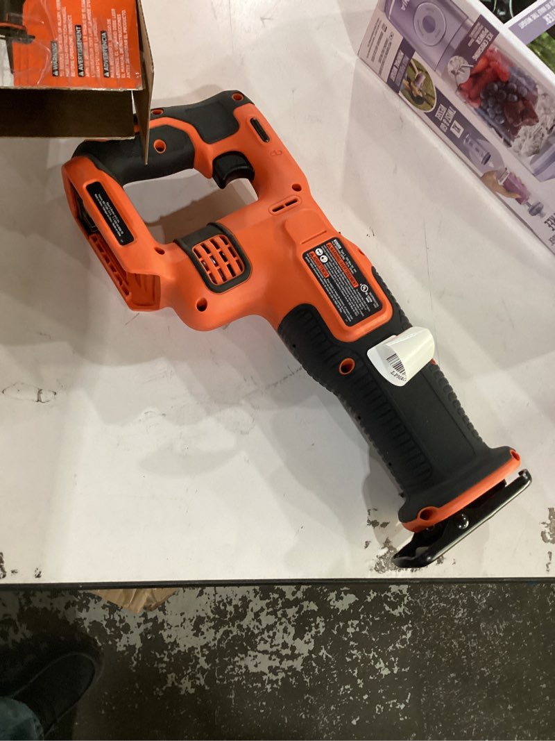 Condition photo showing As Is for black+decker 20v max* cordless reciprocating saw kit (bdcr20c)tool only