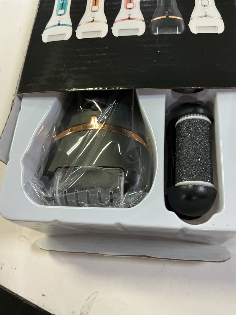 Condition photo showing New/Like New for electric callus remover for feet,rechargeable foot file hard skin remover,waterproof 14 in1 professional pedicure kit for cracked heels &dead skin,with 3 roller heads 2 speed, battery display electric callus remover black