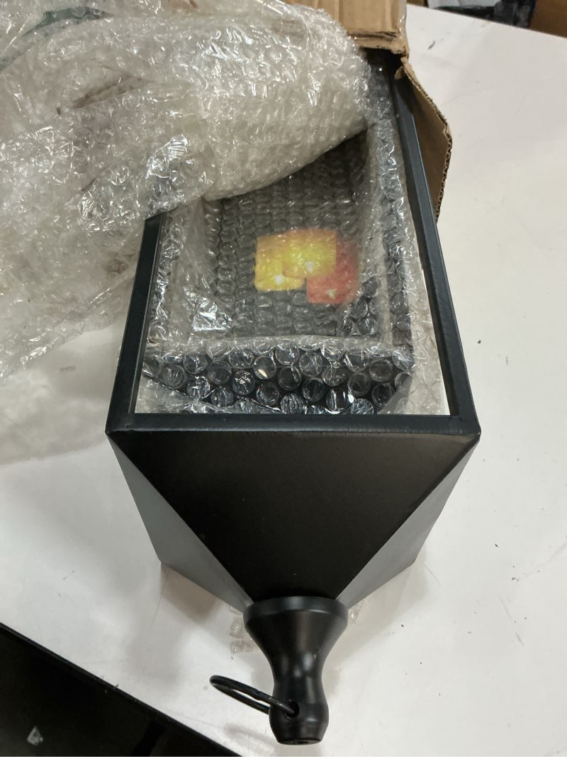 Condition photo showing Good Condition for 22'' 19'' Large Lanterns Decorative Outdoor Indoor, Set of 2 Black Metal Candle Lanterns Modern Farmhouse Floor Lanterns Decorative for Home Decor, Mantle, Fireplace, Patio, Porch, Garden Black 22in and 19in