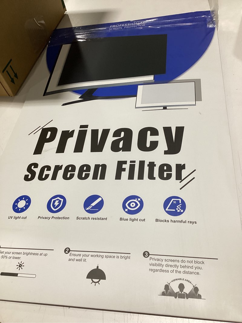 Condition photo showing Good Condition for [2-Pack] 24 Inch Privacy Screen for Computer Monitor 16:9 Aspect Ratio, Eye Protection Anti Blue Light Glare Shield, 24inch Removable Black Blackout Anti Spy Desktop Security Private Filter