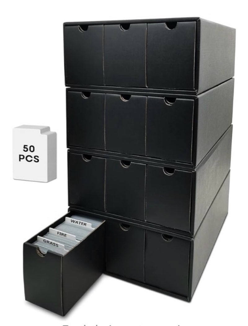 Fageverld Trading Card Storage Box, Collector Cardboard Card Box with 50 Dividers for MTG TCG Magic Baseball Sports Cards Collection, 12 Drawers