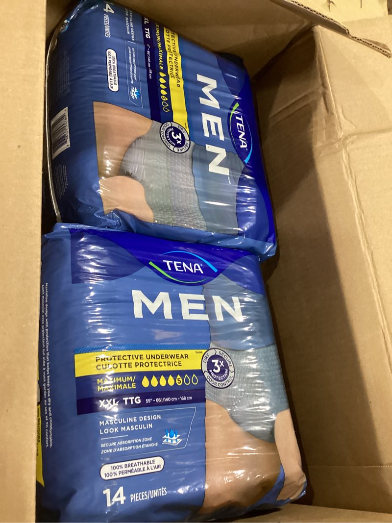 tena protective adult incontinence underwear for men, maximum, xxlarge, gray, disposable, 56 count (