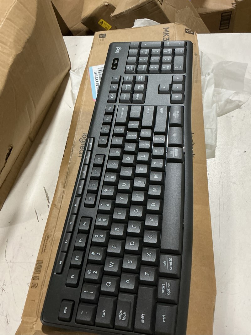 Condition photo showing As Is for logitech mk370 combo for business, wireless full-size keyboard and wireless mouse, secure logi bolt usb receiver, bluetooth, globally certified windows/mac/chrome, linux - graphite one size