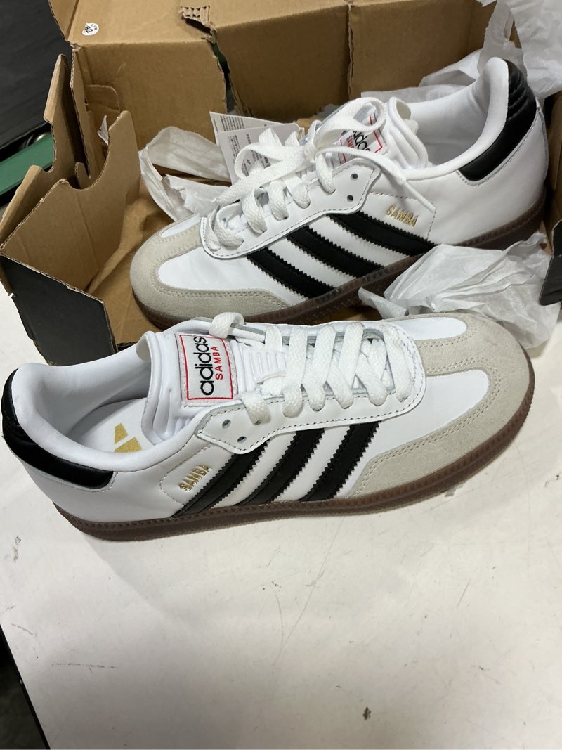 Condition photo showing New/Like New for adidas samba og big kid sneakers 3.5 big kid white/black/gum