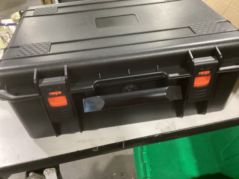 Condition photo showing Good Condition for 18.3 x 13.4 x 7.2 Inch Waterproof Hard Case with DIY Customizable Foam Insert Portable Protective Case with Knife for Camera Drones Equipments Tools Test Instruments (Black) 18.3 x 13.4 x 7.2 Inch Black