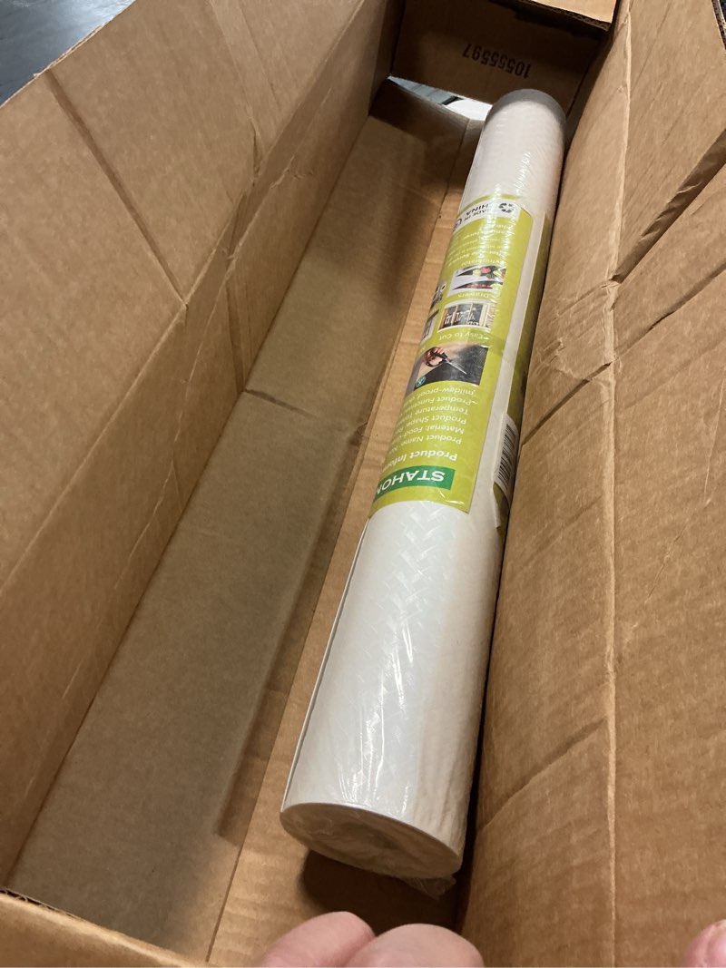Condition photo showing Good Condition for shelf liners for kitchen cabinets refrigerator liners waterproof & oil-proof kitchen cupboard liner non-slip drawer mats eva material non adhesive fridge liner for shelves-white 23.6 x 236.2 inches 23.6"w x 236.2"l diagonal pattern white
