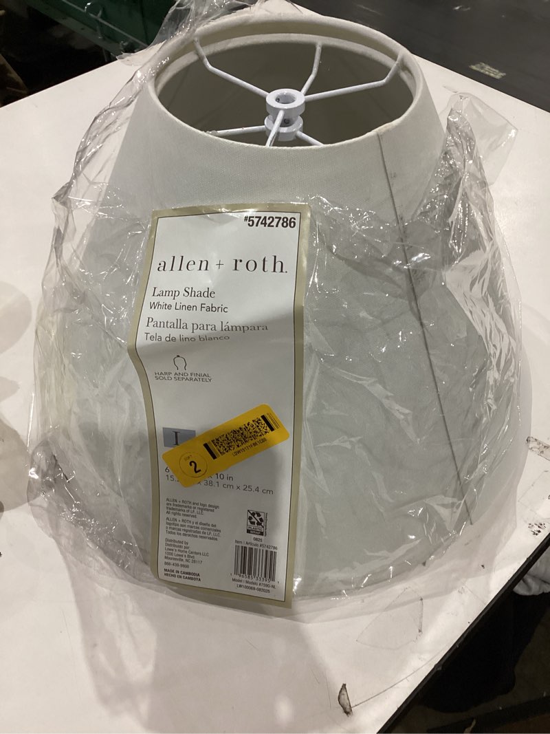 Allen + roth lamp shade white linen fabric 