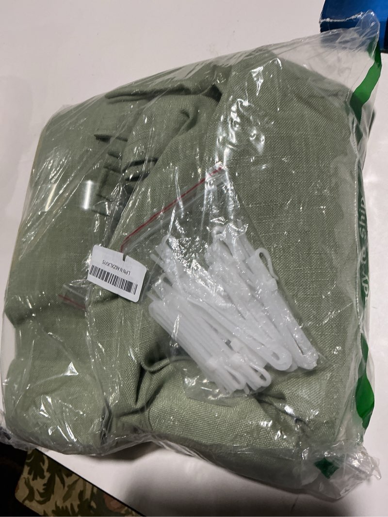 Condition photo showing Good Condition for Sage Green Pinch Pleated Linen Curtains 80 Inches Long for Living Room Bedroom Light Filtering Boho Window Drape 80 inch 2 Panels with Hooks Rings Sliding Glass Door Semi Sheer Curtain Light Green Sage Green 40"W x 80"L (Pack of 2)