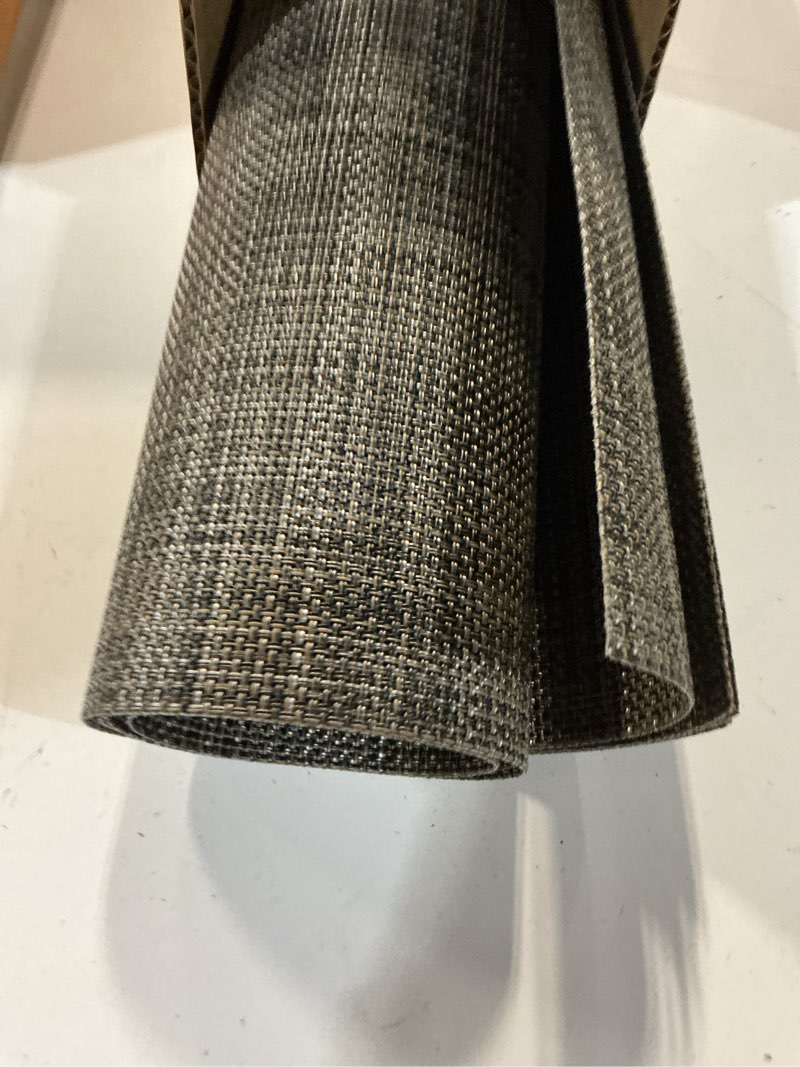 Condition photo showing Good Condition for chilewich mini basketweave placemats in dark walnut - set of 4 - easy care woven tabletop textiles - indoor/outdoor - 19" x 14" rectangle dark walnut 14"x19"