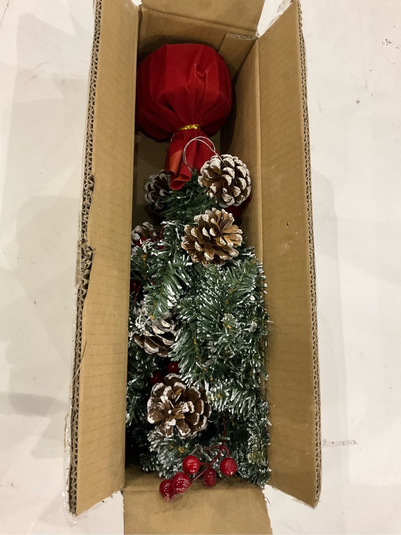 Condition photo showing New/Like New for 22 Inch Tabletop Christmas Tree with Lights Timer, Snowy Artificial Small Christmas Trees Battery Operated 30 Warm Lights Red Berries Pine Cone Stable Base Mini Tree Xmas Decorations Indoor Holiday Snowy Pine Tree - 1 Pack