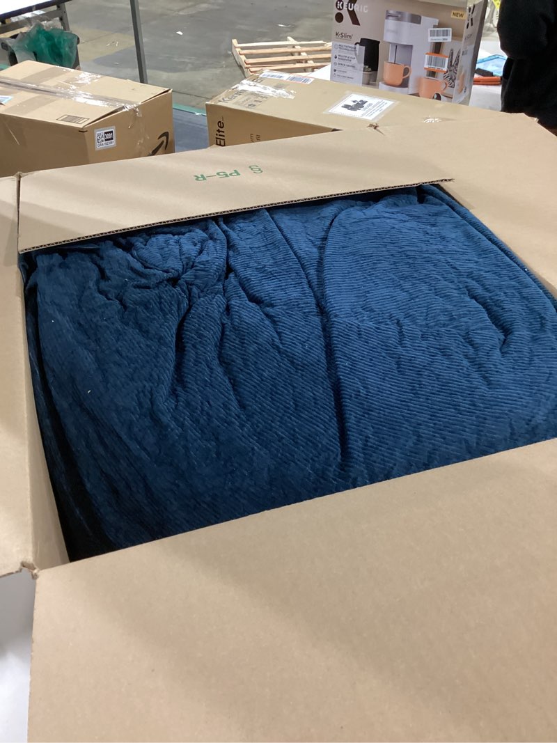 Condition photo showing As Is for Bean Bag Chairs for Kids Chair Round Sofa Memory Foam Filling Reading Gaming Sofa for Living Room Bedroom 3 FT Navy Blue