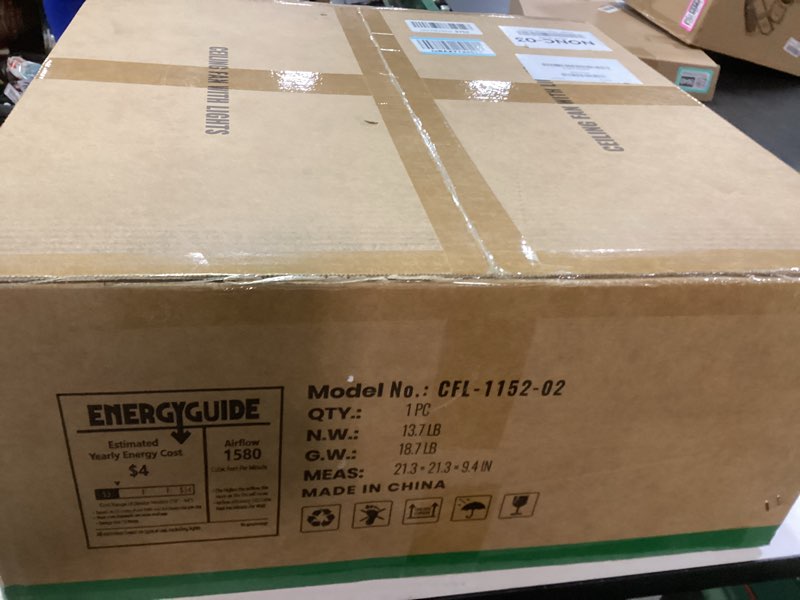 Condition photo showing New/Like New for Siljoy 20’’ Gold Crystal Ceiling Fan with Light, Modern Caged Ceiling Fan with Lights and Remote, 6 Speeds Reversible Dimmable Quiet DC Motor Fandelier for Girl’s Bedroom Living Room, 6 x E12 Flush Mount 19.7 Inch