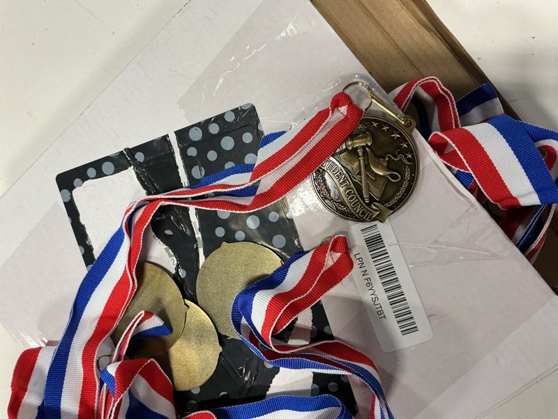 Condition photo showing Good Condition for amazingspark 12/30/50/100 2" metal award medals bulk with neck ribbon gold honor recognition winner medals trophy award prize gift for grad ceremony 50 student council