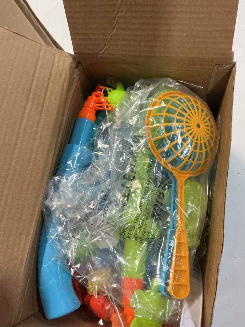 Condition photo showing Good Condition for niplooow pool fishing toys games, water table bathtub toy with inflatable pool pole rod net plastic floating fish, birthday gifts for kids age 3 4 5 6 year old,kids outdoor toys 60pcs + large fishing pool