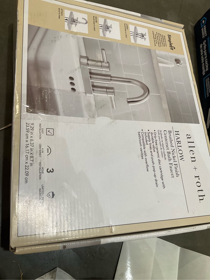 allen + roth harlow simplefit brushed nickel pvd 4-in centerset 2-handle faucet