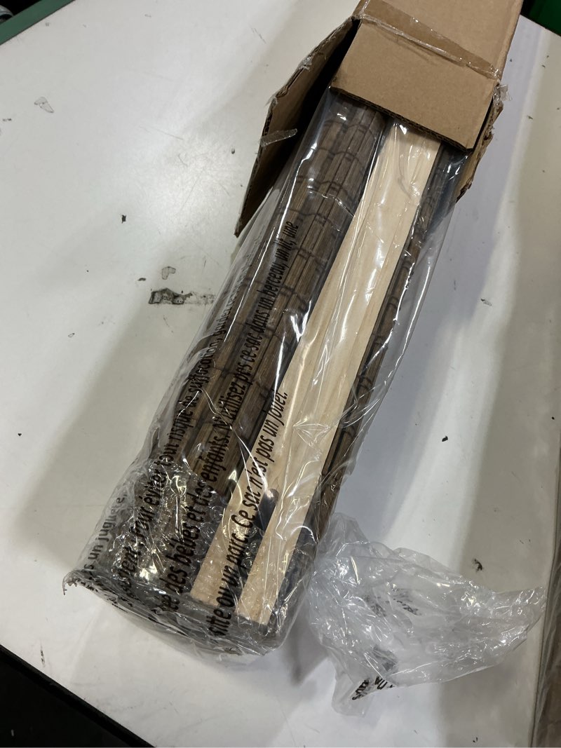 Condition photo showing Good Condition for lazblinds cordless bamboo roman shades, privacy blinds for interior windows, room darkening roll up bamboo blinds for home & patio, 20" w x 64" h, highfield teak pricacy - highfield teak 20" w x 64" h