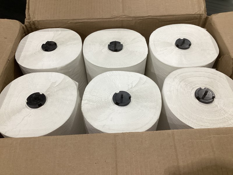 Condition photo showing Good Condition for tork matic paper hand towel roll white h1, universal, 100% recycled fiber, 6 rolls x 700 ft, 290089 white 6 hand towel rolls x 700 ft advanced hand towel