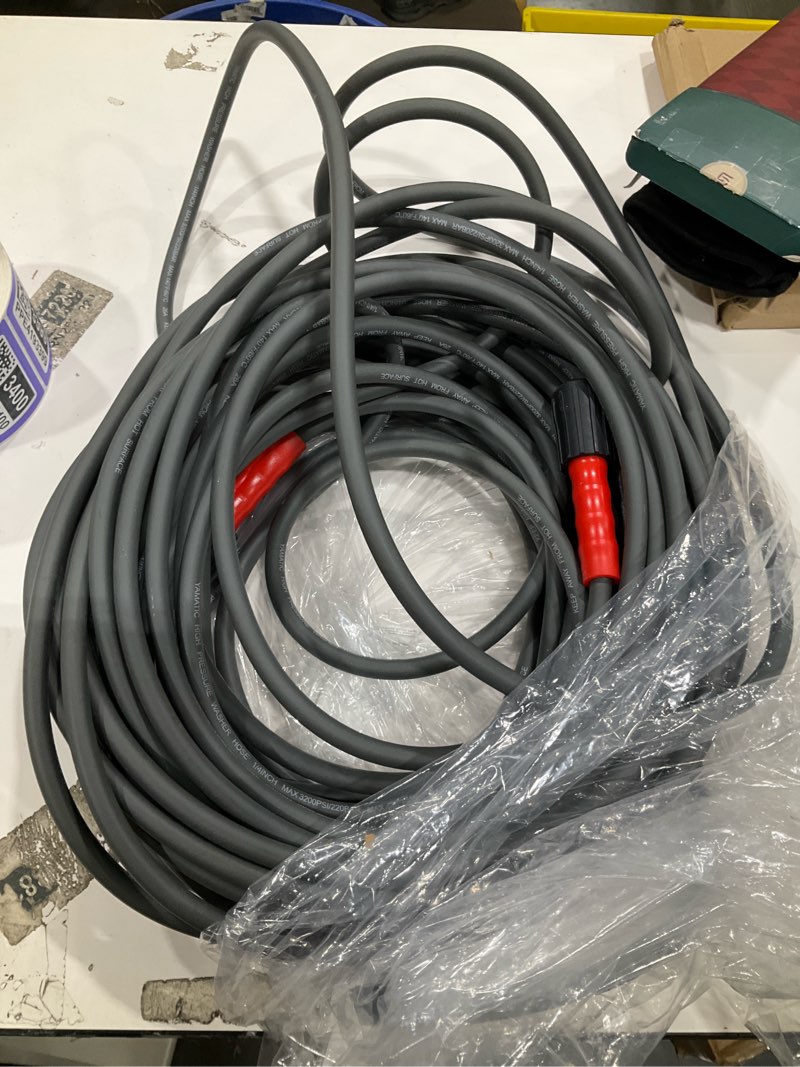 Condition photo showing Good Condition for yamatic super flexible pressure washer hose 50ft 1/4", kink resistant power washer hose replacement for flexzilla uberflex ryobi genarac troy bilt leak-free m22 fittings, 3200 psi, grey gray 50ft