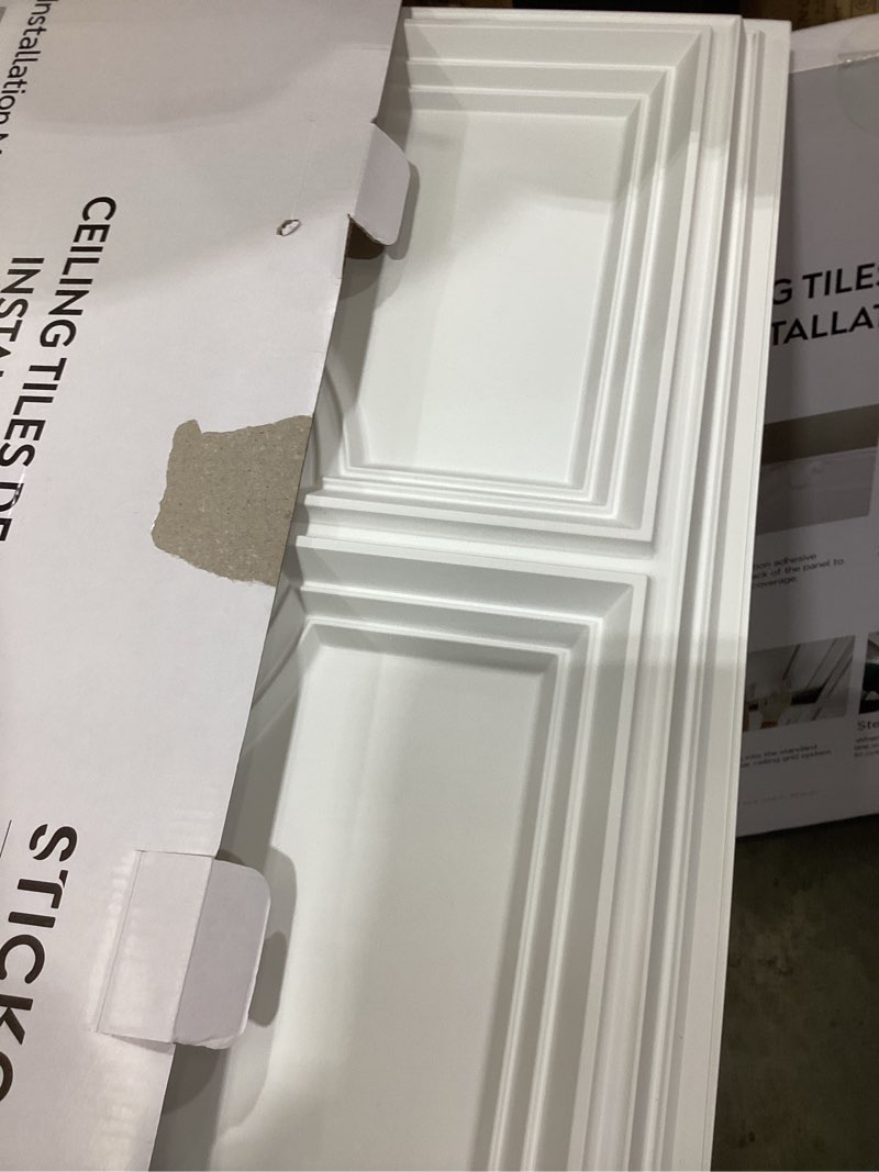 Condition photo showing Good Condition for stickgoo drop ceiling tiles 24 x 24in, waterproof, premium pvc ceiling panels to prevent breakage, pack of 12 tiles cover 48 sq. ft, white 24"x24" white