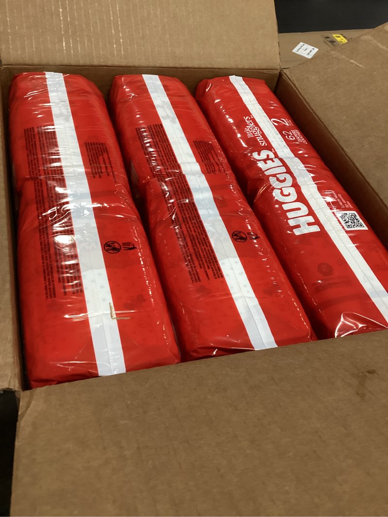 Condition photo showing New/Like New for huggies size 2 diapers, little snugglers baby diapers, size 2 (12-18 lbs), 186 count (3 packs of 62), packaging may vary