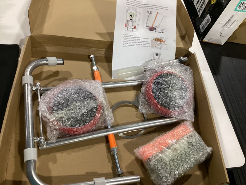 Condition photo showing As Is for toilet installation aid, closestool installation jack, easy moving and repairing of installation aid, portable positioning mobile foldable toilet dolly lift, easy alignment of seals lift tool (silver)