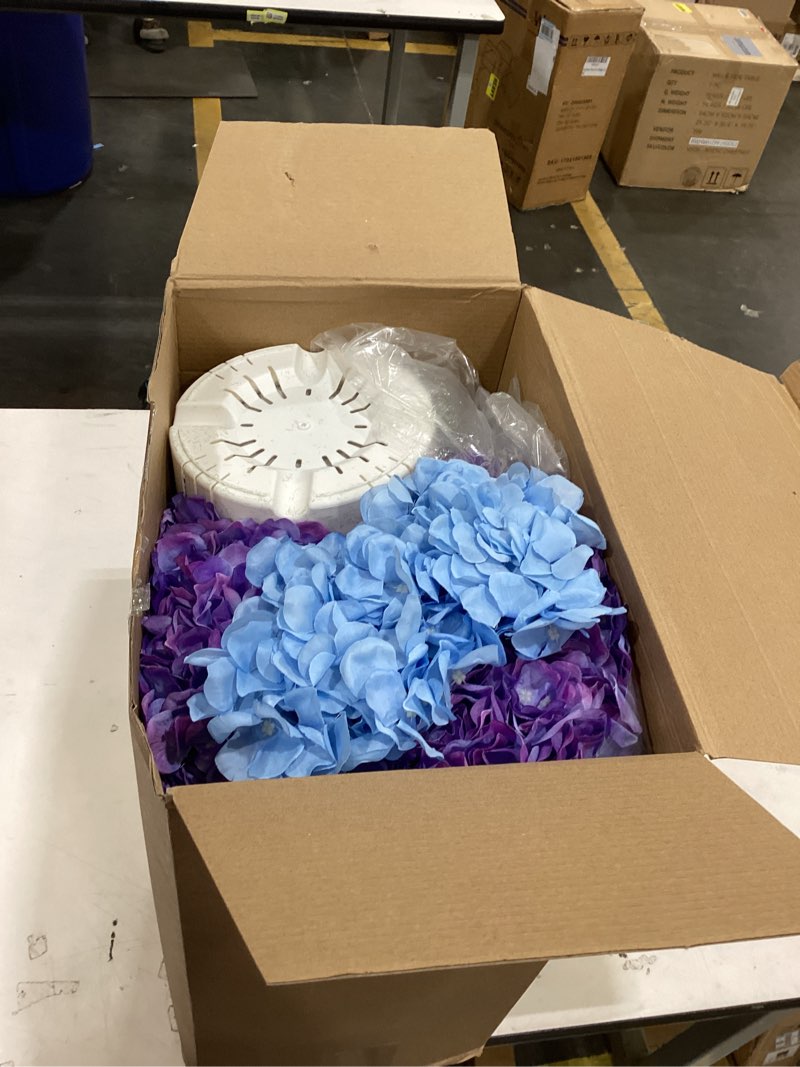 Condition photo showing Good Condition for 2 pack hydrangea artificial flowers bouquets with pot - fake silk hydrangeas faux flowers for home arrangements porch garden wedding party decor(gradient purple)