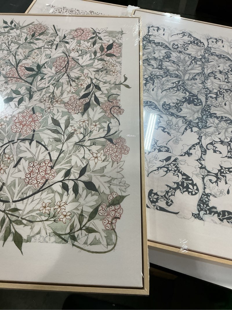 Condition photo showing New/Like New for large framed william morris wall art set of 3, vintage neutral botanical floral canvas prints, boho nature wall decor for living room bedroom hallway office, 24x36 inch 24\"w x 36\" h x 3pcs neutral floral