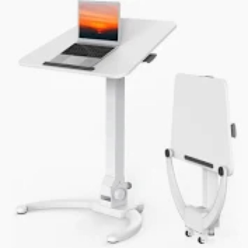 JYLH JOYSEEKER Foldable Mobile Standing Desk, 90 Tiltable Rolling Standing Desk, Height Adjustable P